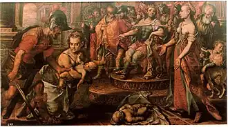 Óleo de Pieter Aertsen, dormitorio de Felipe II, Monasterio de El Escorial (1562).