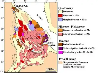 Mapa geológico simplificado de la depresión
