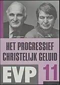 De izquierda a derecha: Chiel von Meijenfeldt (2º en la lista), Cathy Ubels (Cabeza de lista). Se puede leer: "LA VOZ CRISTIANA PROGRESISTA".