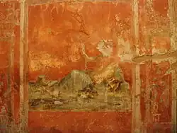 Personificación de la divinidad fluvial del río Sarno. Fresco romano de Pompeya, localidad de Moregine, IV estilo de pintura, año 64.