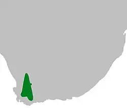 Área de distribución de Agathosma Betulina en Sudáfrica