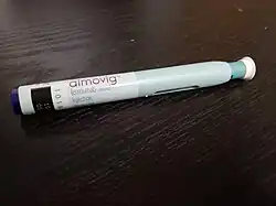 El estándar de 70mg/ml de un autoinyector de Aimovig