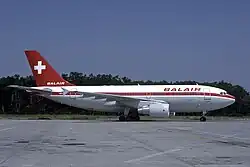 Airbus A310 de Balair en el aeropuerto de Basilea (1986)