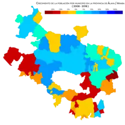Crecimiento de la población por municipio (2008-2018)