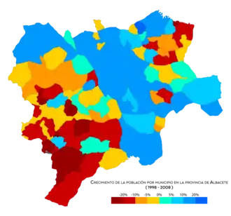 Crecimiento de la población por municipio entre 1998 y 2008