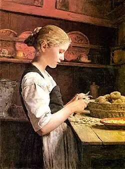 Niña pelando patatas, de Anker, 1878.