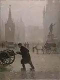 Pintura de Albert Square, Mánchester en 1910
