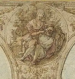 Detalle del boceto para el ayuntamiento de Nuremberg, Alberto Durero, 1521.