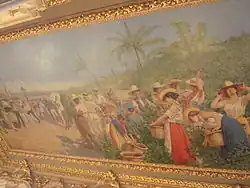 Alegoría del café y el banano, en el Teatro Nacional de Costa Rica.