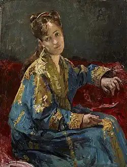 Joven vistiendo un kimono, ca. 1872