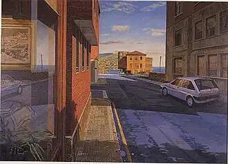 Cerca de la plaza Usategui con Santurce al fondo.