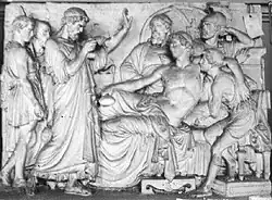 Alexandre buvant, tandis que son médecin Philippe lit la lettre de Parménion.