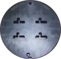 Front side of a four family die. For reference, the die is 228 mm (9 plg) in diameter.
