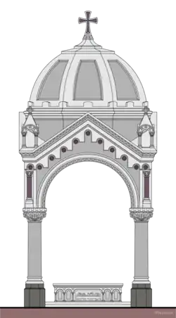 Alzado del altar mayor y el baldaquino.