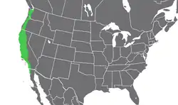 Distribución aproximada; en verde se indican las regiones donde se encuentra.