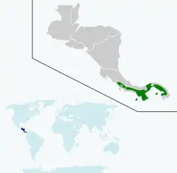 Distribución geográfica de la amazilia de Edward