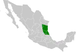 Distribución del loro tamaulipeco