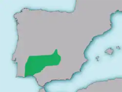 Mapa de distribución de A. hispanica[1]​