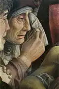 Detalle de Lamentación sobre Cristo muerto (Mantegna).