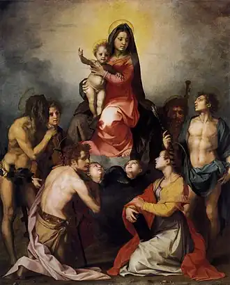Virgen en gloria con seis santos, de Andrea del Sarto, ca. 1528.