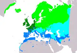 Distribución de Anthus pratensis