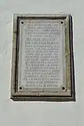 Placa conmemorativa de la batalla en el Molino del Rey, develada en 1925 y dedicada a los generales Antonio de León, Gregorio Gelati y otros
