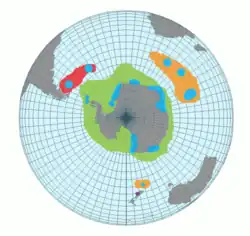 A. forsteri A. patagonicus patagonicus A. patagonicus halli A. ridgeni (fósil) Zonas de cría