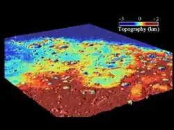 Vista oblicua de Arabia Terra producida por la Mars Global Surveyor.