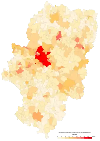 Densidad de población por municipio (2018)