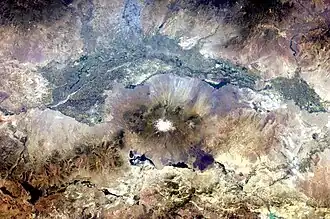Vista de satélite de la vega del Aras en la frontera Turquía-Armenia-Irán