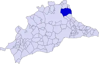 Mapa con la localización de Archidona en la provincia de Málaga