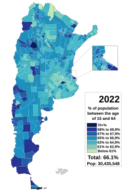 Argentinos entre los 15 y 64 años por municipio