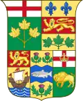 Escudo de armas de Canadá como se ve en la insignia roja de 1870