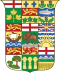 Escudo de armas de Canadá como se ve en la insignia roja de 1907