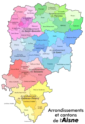Cantones de Aisne antes de la recomposición de 2015
