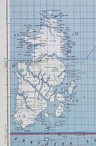 Mapa de las islas Aru