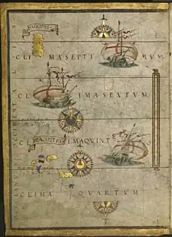 8 y 9. Mapa de las islas del Atlántico Norte; la mitad derecha, desaparecida, probablemente mostrase la península ibérica.