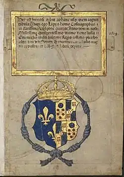 1. Portada con leyenda que indica autor y fecha; el escudo de armas es posterior.