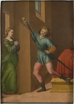 Encuentra a su mujer tras matar a sus padres (Franciabigio, hacia 1515)