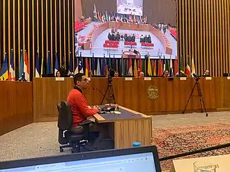 Crissthian Manuel Olivera Fuentes rinde su declaración testimonial frente a los jueces y las juezas de la Corte Interamericana de Derechos Humanos en la audiencia pública contra el Estado peruano