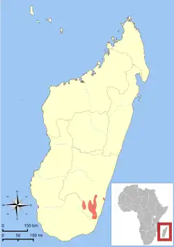 Distribución del lémur lanudo de Manombo