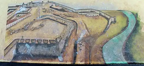 Esquema antiguo del baluarte con el arroyo Rivillas frente a este