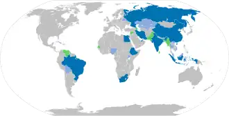      Países miembros      Países socios      Países solicitantes a los BRICS