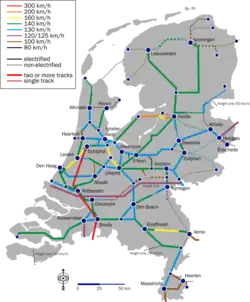 Rail map of the Netherlands