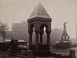La Fuente Bagley y el Monumento a los soldados y marinos de Míchigan en los años 1890