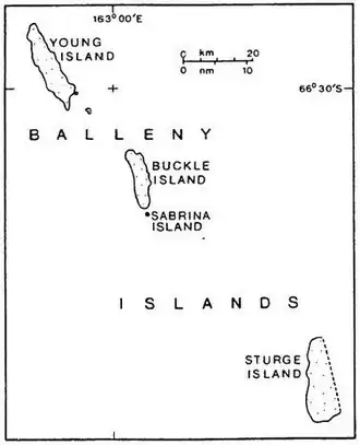 Mapa de las islas Balleny