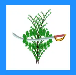 Bandera Parlamentaria de México como fue dada en el decreto del 14 de julio de 1815 por el "Supremo Congreso Mexicano".