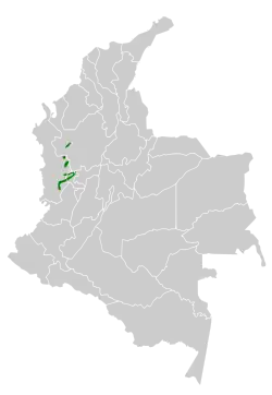 Distribución geográfica de la tangara del Tatamá.