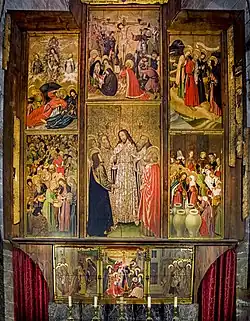 Retablo de la capilla de la Transfiguración de la catedral de Barcelona, de Bernat Martorell (1445-1452).