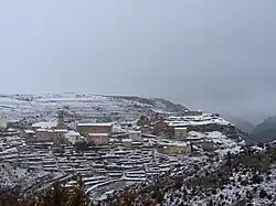 El pueblo de Cañada de Benatanduz nevado